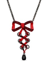 Betsey Johnson Faux Stone Fancy Bow Corset Pendant Necklace - Red/Hematite