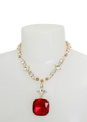 Betsey Johnson Faux Stone Jingle Bell Bling Christmas Stone Gem Pendant Necklace - Red/Gold