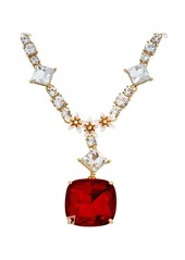 Betsey Johnson Faux Stone Jingle Bell Bling Christmas Stone Gem Pendant Necklace - Red/Gold