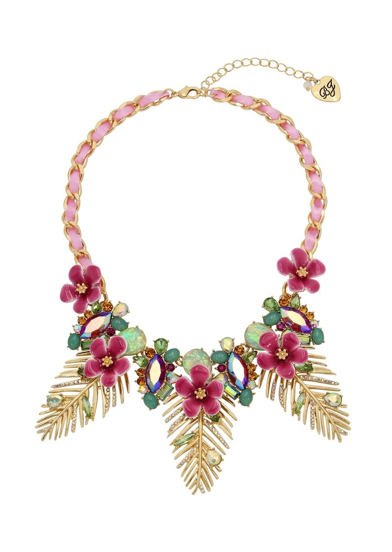 Betsey Johnson Faux Stone Palm Leaf Bib Necklace - Multi