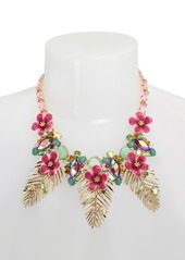 Betsey Johnson Faux Stone Palm Leaf Bib Necklace - Multi