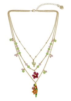 Betsey Johnson Faux Stone Parrot Layered Necklace - Multi