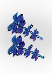 Betsey Johnson Faux Stone Pave Bow Linear Earrings - Blue/Hematite