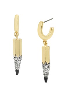 Betsey Johnson Faux Stone Pencil Charm Huggie Earrings - Crystal