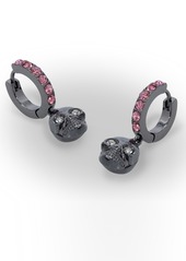 Betsey Johnson Faux Stone Skull Charm Huggie Earrings - Pink/Hematite