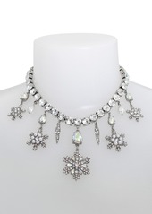 Betsey Johnson Faux Stone Snowflake Gem Bib Necklace - Crystal/Two Tone