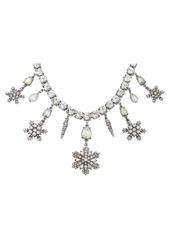 Betsey Johnson Faux Stone Snowflake Gem Bib Necklace - Crystal/Two Tone