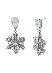 Betsey Johnson Faux Stone Snowflake Gem Drop Earrings - Crystal/Rhodium