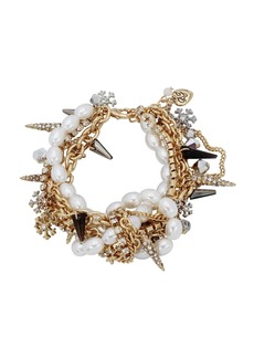 Betsey Johnson Faux Stone Snowflake Mixed Chain Wrapped Bracelet - Mother Of Pearl/Two-Tone