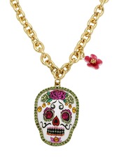 Betsey Johnson Faux Stone Sugar Skull Pendant Necklace - Multi