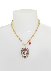Betsey Johnson Faux Stone Sugar Skull Pendant Necklace - Multi