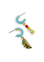 Betsey Johnson Faux Stone Taco Mismatch Charm Huggie Earrings - Green