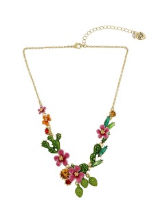 Betsey Johnson Faux Stone Tropical Flower Bib Necklace - Multi