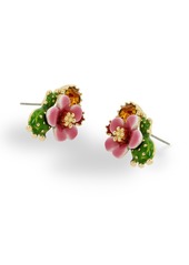 Betsey Johnson Faux Stone Tropical Flower Cluster Earrings - Fuchsia