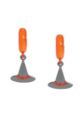 Betsey Johnson Faux Stone Witchy Hat Charm Huggie Earrings - Orange