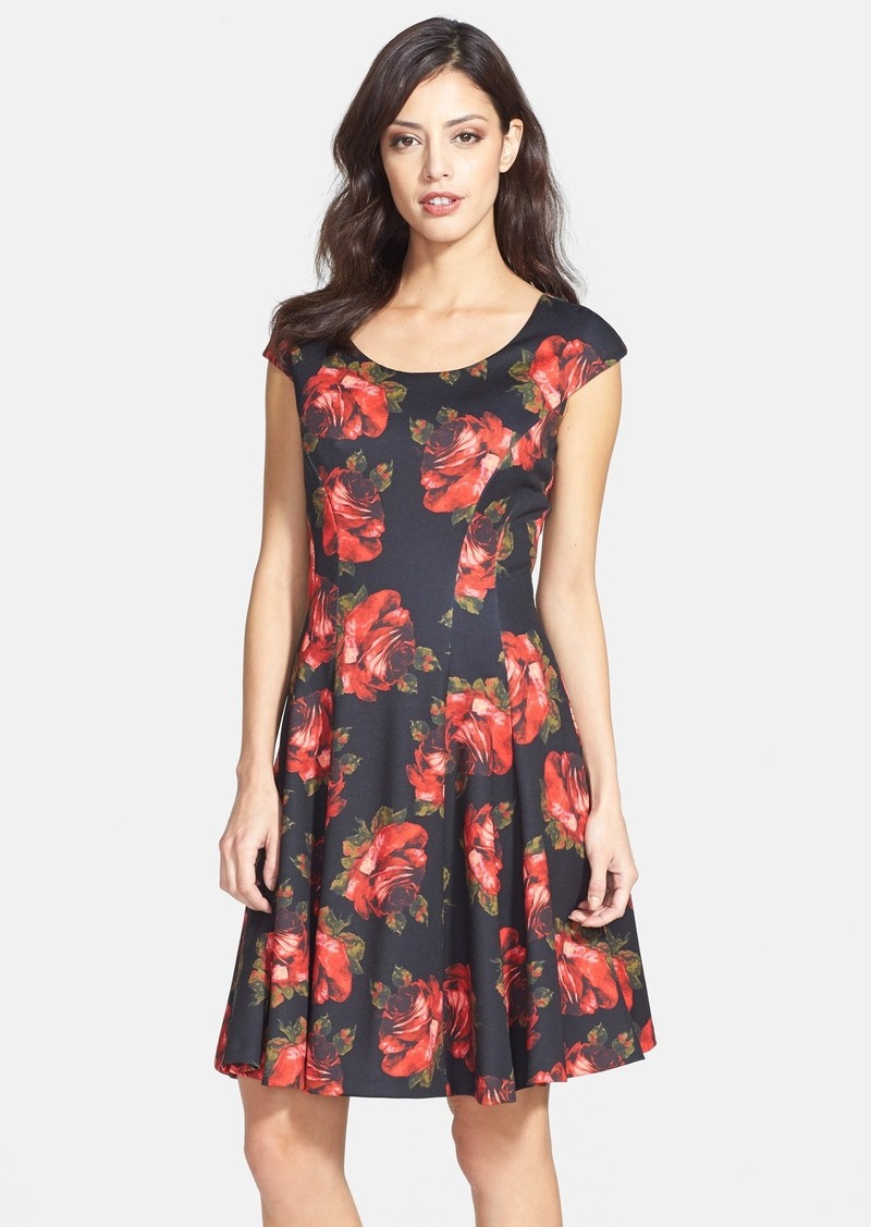 Betsey Johnson Betsey Johnson Floral Print Scuba Fit & Flare Dress ...