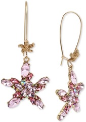 Betsey Johnson Gold-Tone Crystal Cluster Starfish Linear Drop Earrings