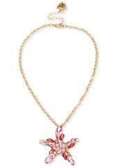 Betsey Johnson Gold-Tone Crystal Cluster Starfish Pendant Necklace, 17" + 3" extender