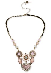 Betsey Johnson Gold-Tone Crystal Gem Cluster Frontal Necklace