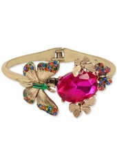 Betsey Johnson Gold-Tone Multicolor Crystal Butterfly Bangle Bracelet