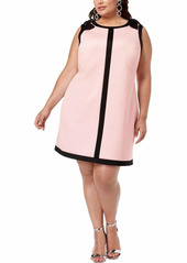 Betsey Johnson Junior's Plus Size Scuba Shift Dress with Bows on The Shoulders  18W