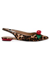 Betsey Johnson Women's Junniper Cherry Detailed Slingback Flats - Leopard Multi