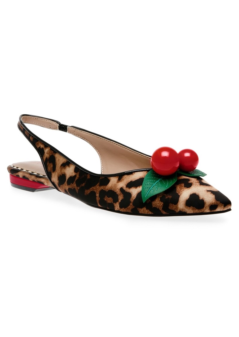 Betsey Johnson Women's Junniper Cherry Detailed Slingback Flats - Leopard Multi