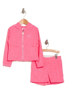 Betsey Johnson Kids' Hoodie & Shorts Cover-Up Set in Knockout Pink at Nordstrom Rack