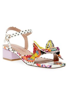 Betsey Johnson Lotty Block Heel Sandal with Butterfly Detail - White Butterfly
