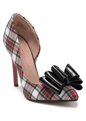 Betsey Johnson Prince Half d'Orsay Floral Pump in Wht Plaid at Nordstrom Rack