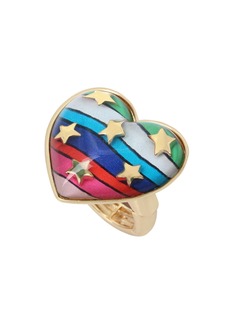 Betsey Johnson Rainbow Heart Stretch Ring - Rainbow Multi