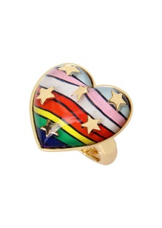 Betsey Johnson Rainbow Heart Stretch Ring - Multi