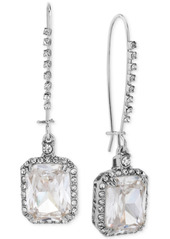 Betsey Johnson Silver-Tone Crystal and Pave Square Drop Earrings