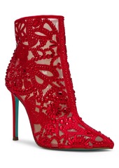 Betsey Johnson Women's Bolt Rhinestone Booties - Red