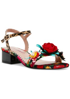 Betsey Johnson Women's Charrly Two-Piece Block-Heel Floral Sandals - Black/Rose Multi