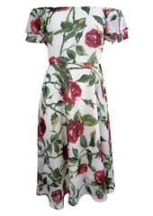 Betsey Johnson Women's Chffon Tea Length Floral Dress