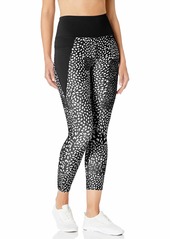 Betsey Johnson Women's High Rise 7/8 Printed Legging Black/White Leopard Patchwork Extra Small