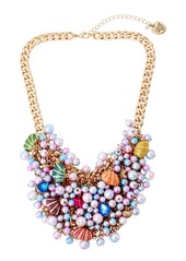 Betsey Johnson Women's Imitation Pearl Shell Bib Necklace