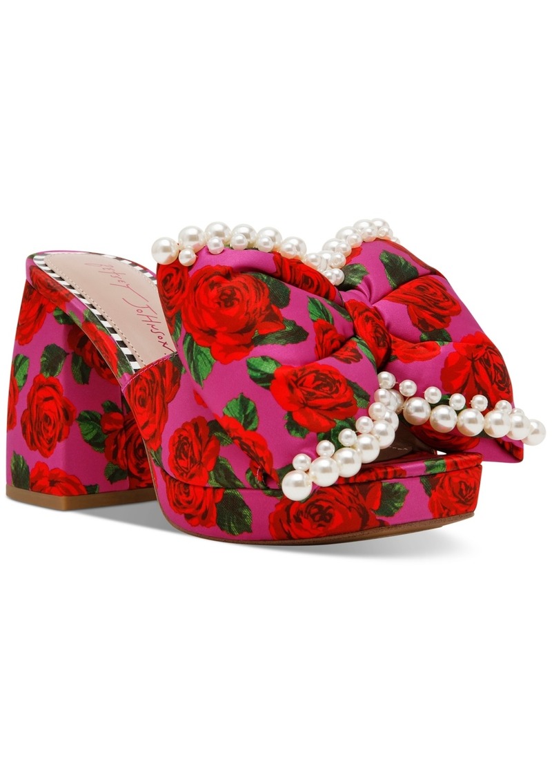 Betsey Johnson Women's Maccie Beaded Bow Platform Dress Sandals - Fushia Rose