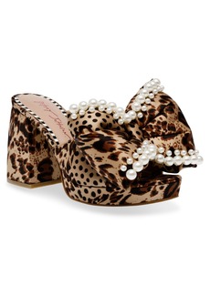 Betsey Johnson Women's Maccie Beaded Bow Platform Dress Sandals - Leopard