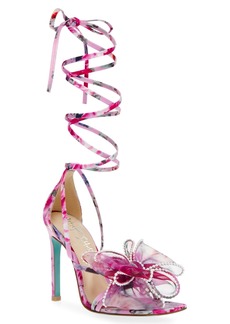 Betsey Johnson Women's May Bow Lace Up Stiletto Evening Sandals - Floral Multi