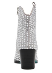 Betsey Johnson Women's Neil Rhinestone Western Booties - Silver