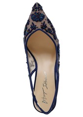 Betsey Johnson Women's Nikki Embroidered Slingback Evening Pumps - Navy