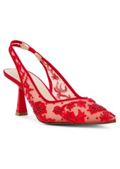 Betsey Johnson Women's Nikki Embroidered Slingback Evening Pumps - Red