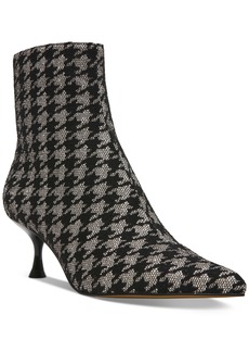 Betsey Johnson Women's Parkker Pointed-Toe Kitten-Heel Booties - Black/Silver Houndstooth Multi