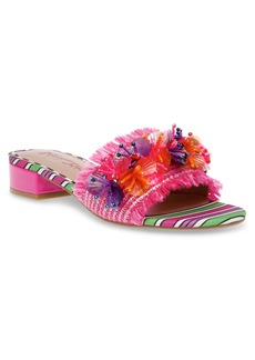 Betsey Johnson Women's Peyten Raffia Slide Sandals - Pink Multi