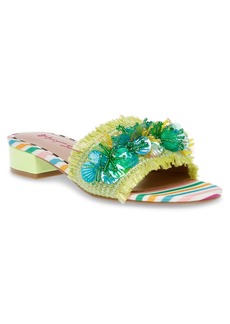 Betsey Johnson Women's Peyten Raffia Slide Sandals - Green Multi