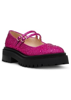 Betsey Johnson Women's Rico Rhinestone Lug Sole Mary Jane Loafers - Fuchsia