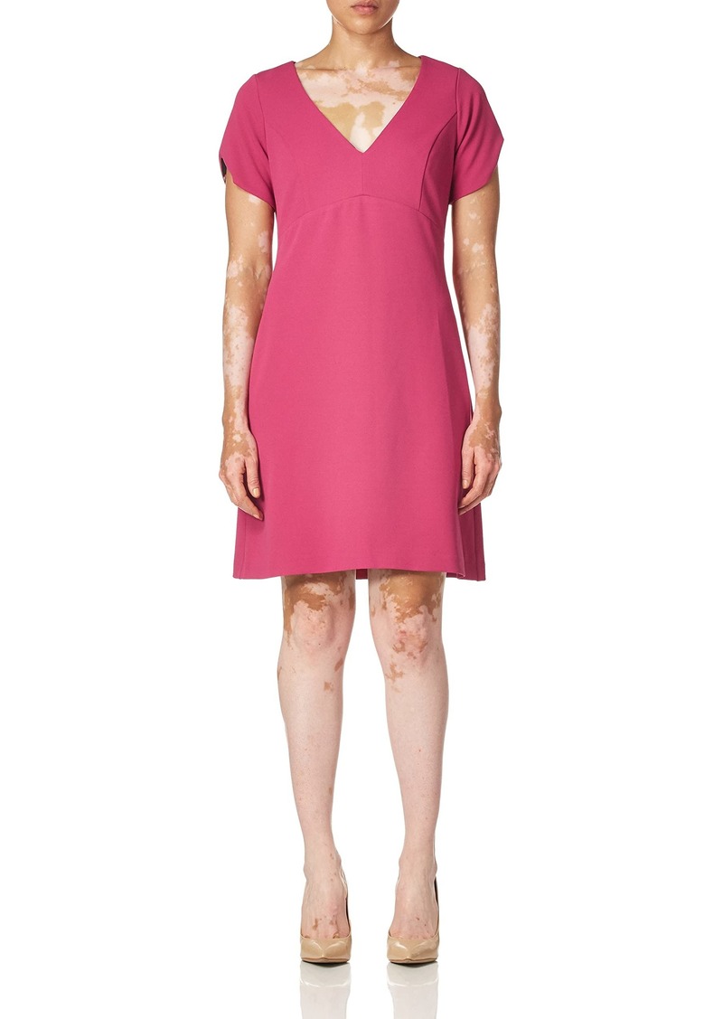 Betsey Johnson Women's Short Sleeve Stretch Crepe Dress with Cherry Lining