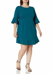 Betsey Johnson Women's Size Scuba Crepe Dress with Bell Sleeves and Trim Detail (Plus)  14W
